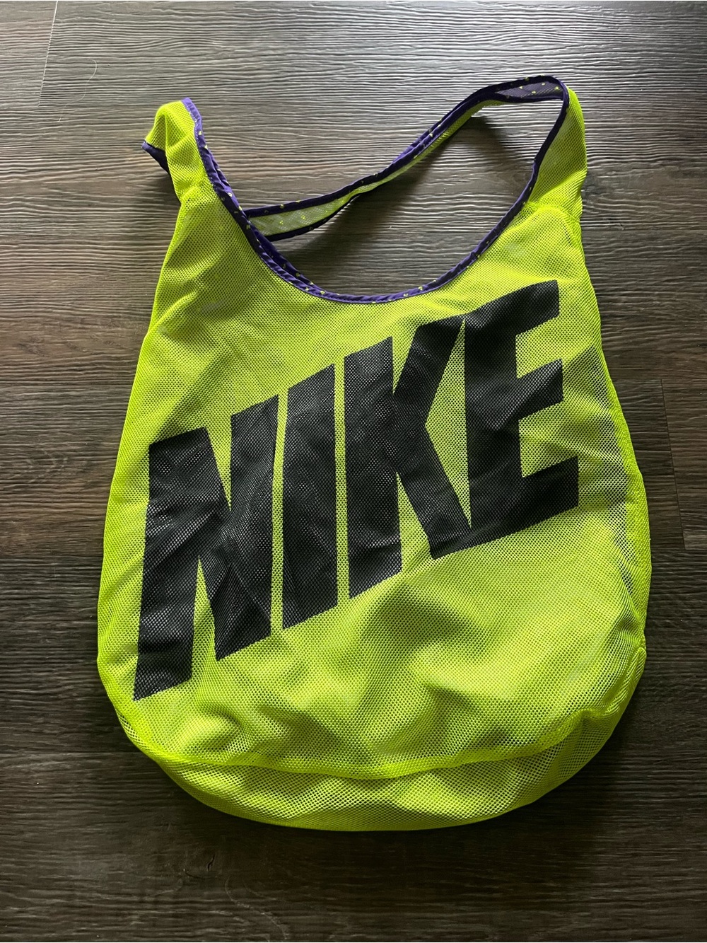 Nike Neon Yellow/Purple reversible Mesh Tote Bag